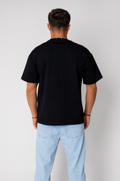 Tricou cu accesorii metalice la gat Black [2]