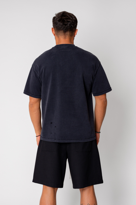 Oversized T-shirt Ripped Black [2]