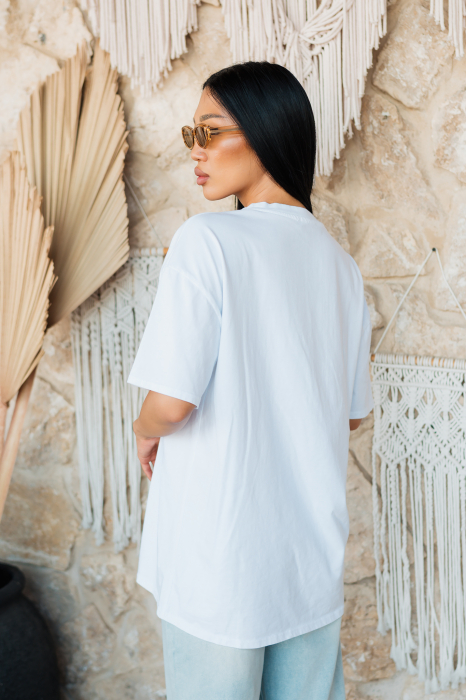 Women's oversized 100% Cotton T-shirt, White [2]