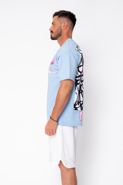 Tricou Flamingo imprimat Sky Blue [3]