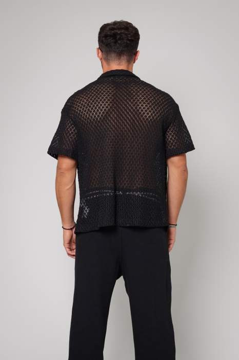 Short-sleeved knitted shirt Black [3]
