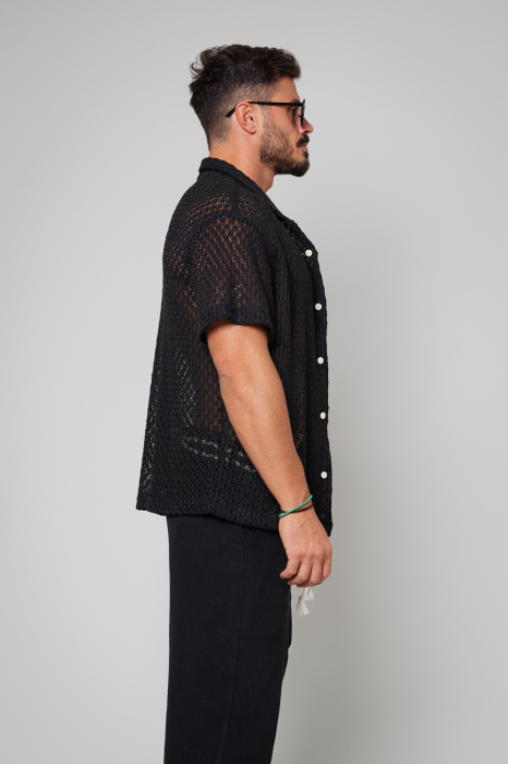 Short-sleeved knitted shirt Black [2]