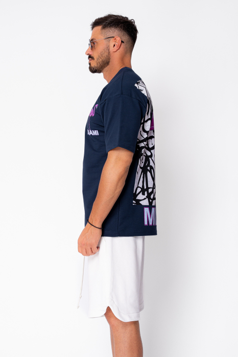 Tricou Flamingo imprimat Navy [2]