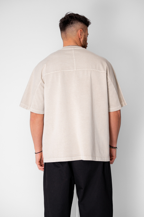 Tricou Oversize Prespalat Beige [4]