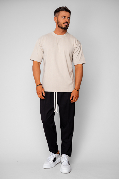 Tricou Oversized Ripped Beige [5]