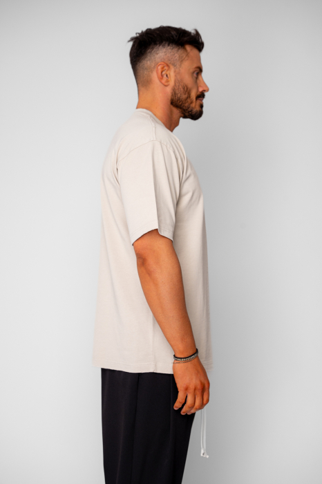 Tricou Oversized Ripped Beige [2]