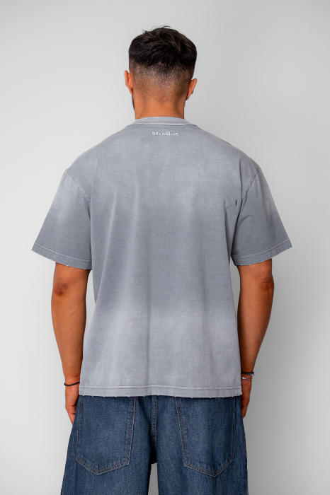 Tricou Oversized Ripped Prespalat Grey [3]