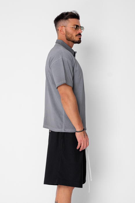Tricou Polo Oversized Grey Anthracite [2]