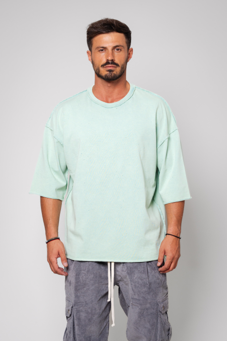 Tricou Prespalat Oversized Light Olive [2]
