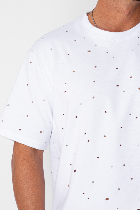 Tricou regular Ripped White [4]