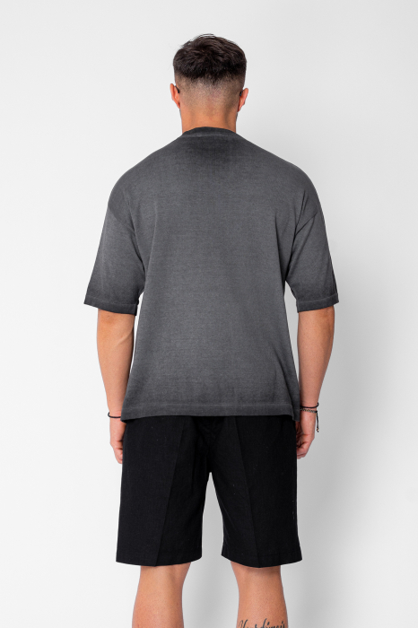 Tricou tricotat cu efect prespalat Black [3]