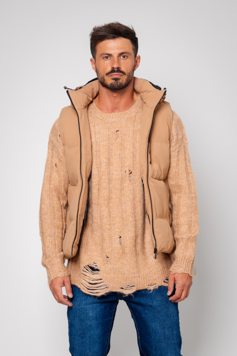 Brown hooded vest [2]