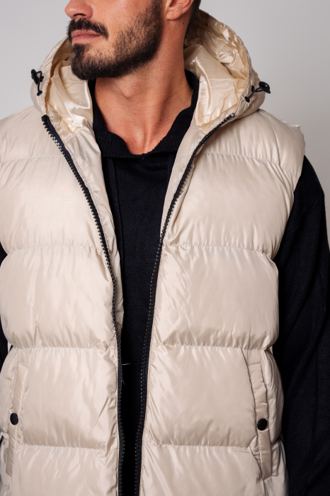 Long vest with zipper Beige [4]
