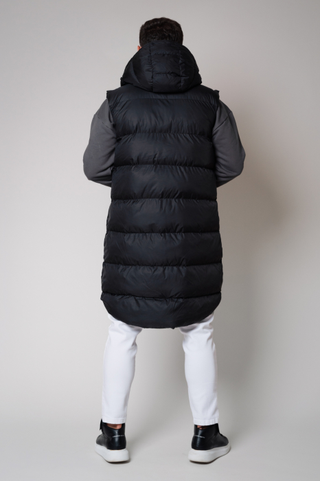 Zip-up long Vest Black [2]