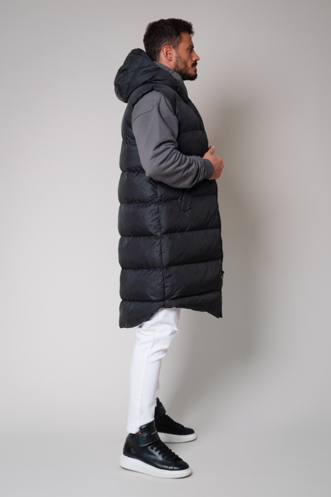 Zip-up long Vest Black [3]