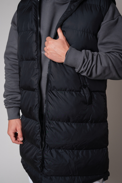 Zip-up long Vest Black [4]