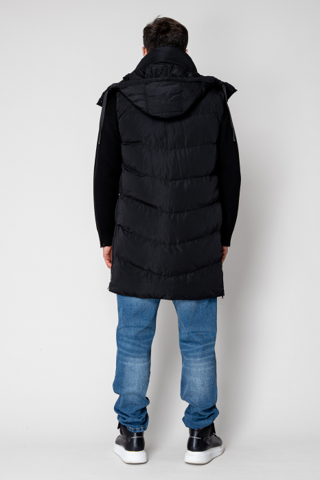 Zip-up long Vest Black I [3]