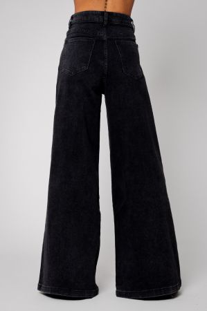 Blugi elastic largi din denim Black [2]
