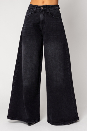 NOUTATI - Blugi elastic largi din denim Black