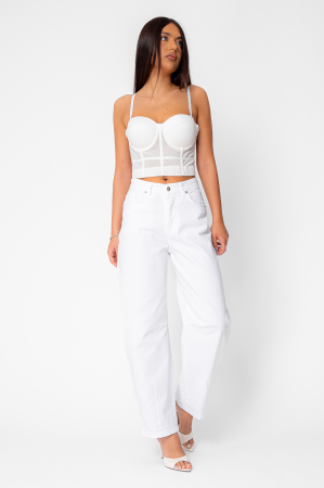 WOMEN - Baggy White elastic jeans