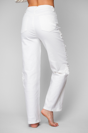 Blugi elastici cu broderie florala White [2]