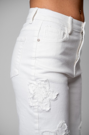Blugi elastici cu broderie florala White [3]
