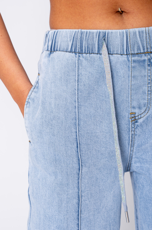 Long denim jeans with elastic Light Blue [5]