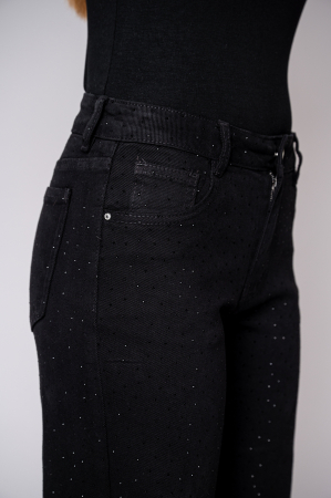 Blugi elastici cu strasuri Black [3]