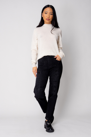 Blugi elastici cu strasuri Black [4]