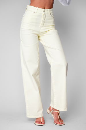 FEMEI - Blugi elastici largi din denim Light Yellow