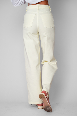 Blugi elastici largi din denim Light Yellow [2]