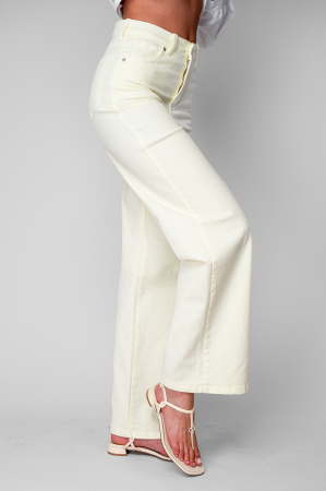 Blugi elastici largi din denim Light Yellow [1]