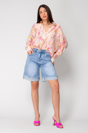 Blugi - Blugi scurti cu tiv intors Light Blue