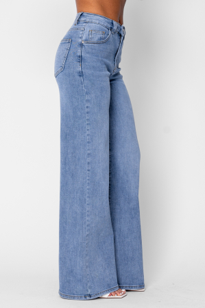 Blue denim wide leg jeans [3]