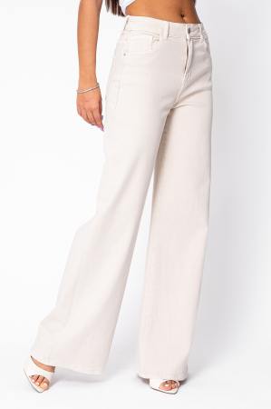 Cream denim wide leg jeans [2]