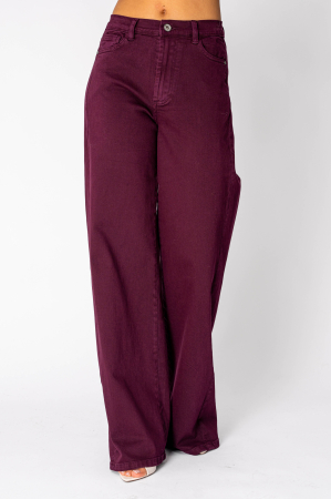 Blugi elastici largi Burgundy [1]