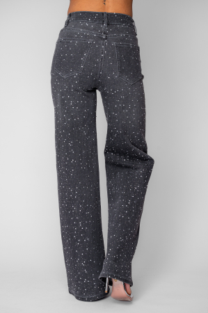 Blugi elastici largi cu strasuri Black [2]