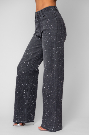 Blugi elastici largi cu strasuri Black [1]