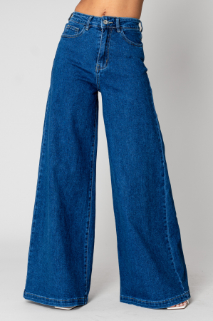 Blugi elastici largi din denim Blue [0]