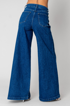 Blugi elastici largi din denim Blue [2]