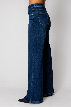 Dark Blue denim flared elastic jeans [2]