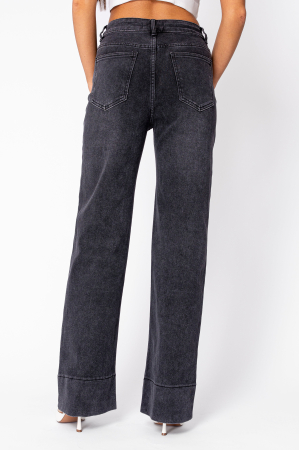 Black denim wide leg jeans [4]