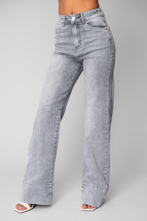 Femei - Blugi elastici largi din denim Light Grey