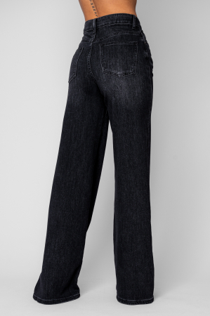 Black denim wide leg jeans [2]