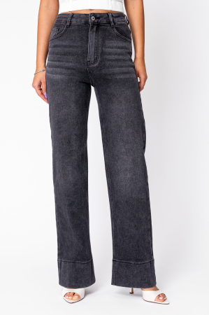 Black denim wide leg jeans [3]