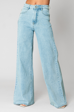 Blugi - Blugi elastici largi din denim  Light Blue