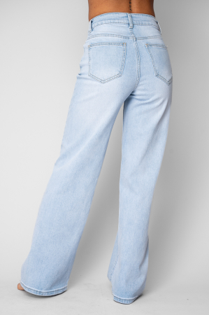 Blugi elastici largi din denim Light Blue [3]
