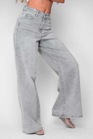 FEMEI - Blugi elastici largi din denim Grey