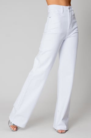 FEMEI - Blugi elastici largi din denim White