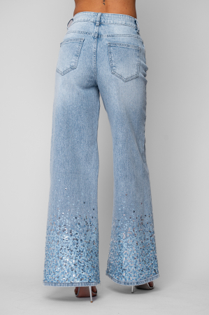 Blugi lungi cu paiete Light Blue [2]